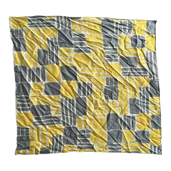 Modern Yellow and Gray Geometric silk square scarf