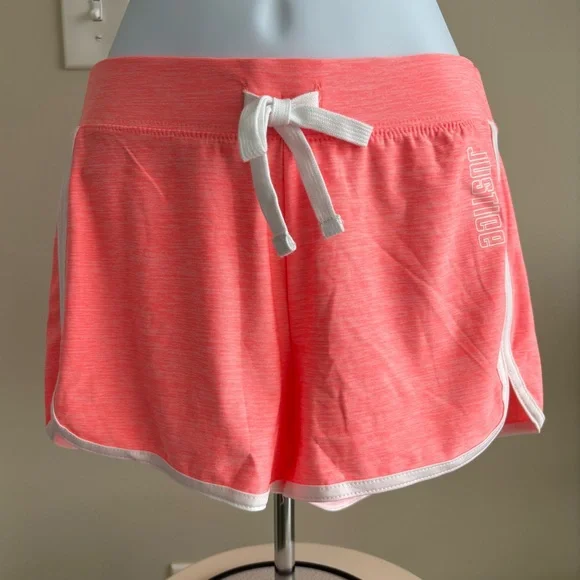 Justice Coral Heather Athletic Shorts with White Trim