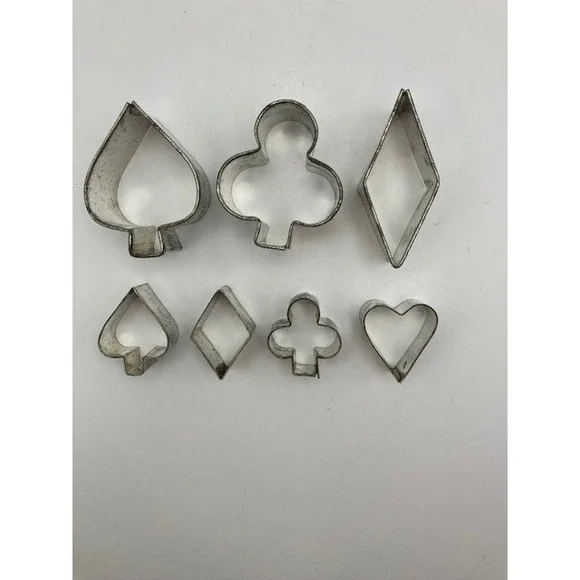 Vintage Card Suit Cookie Cutters Set of 7 Spade Club Diamond Heart‎ Baking