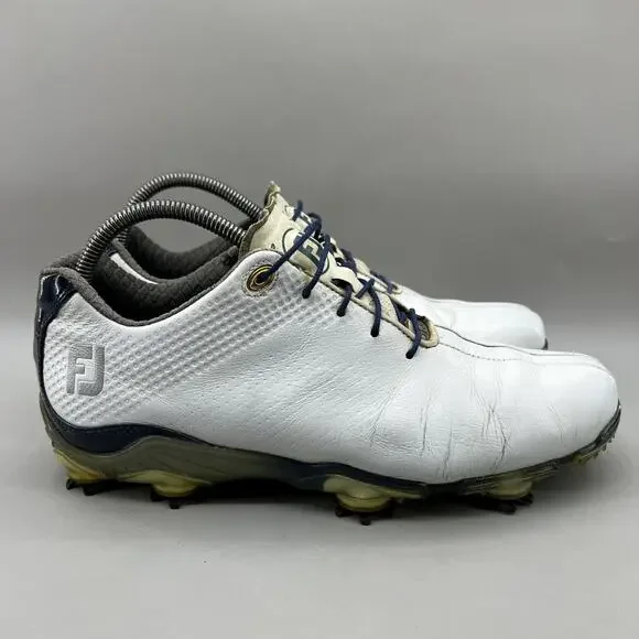 FootJoy DNA Golf Cleats Spiked Men‎ Size 8 M White Leather Lace up Low Top Shoes