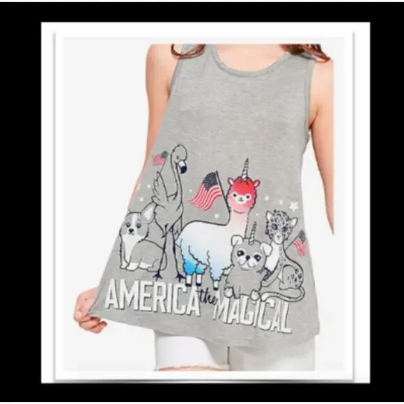 Justice Girl’s Gray American Themed Tank Top 10
