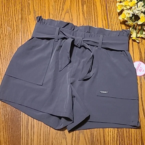 Justice NWT Stylish Gray High-Waisted Shorts - Girl's 12