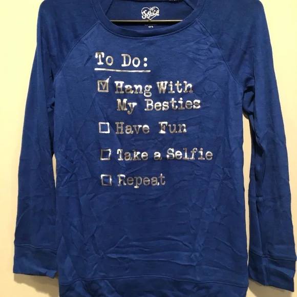 Justice Girls Sweatshirt Size 12.5 Blue Graphic Pullover