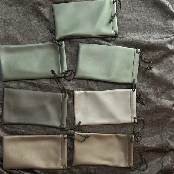 7 Soft Faux Leather Sunglasse Eyeglasses Drawstring Cases NEW