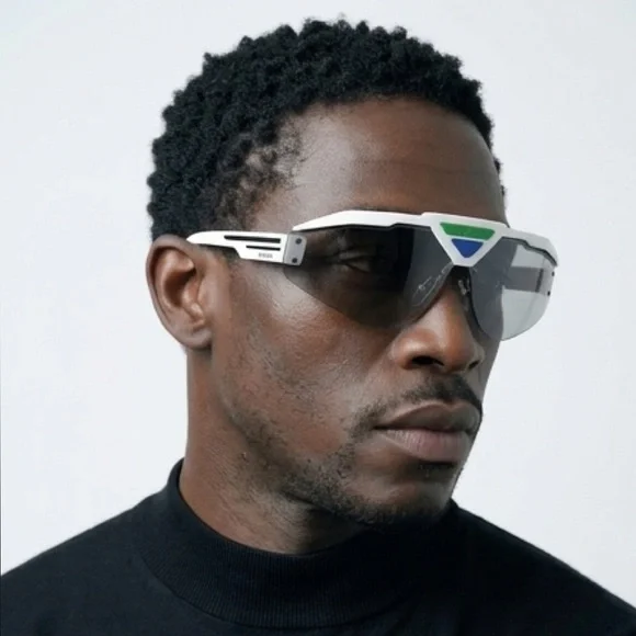 🆕 Prada white, blue & green Shield Sunglasses