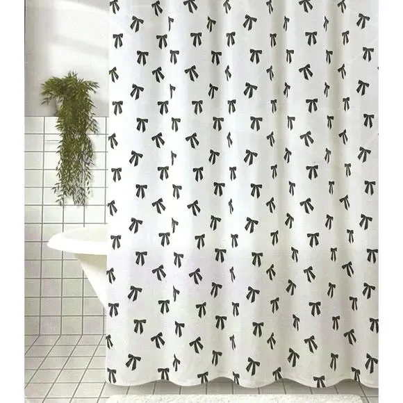 TAHARI Black Bows Shower Curtain Fabric 72x72