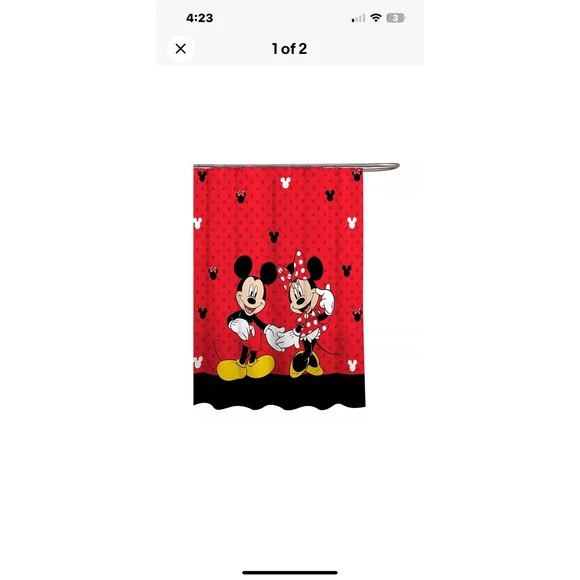 Disney Mickey & Minnie Mouse Classic Shower Curtain‎ Red