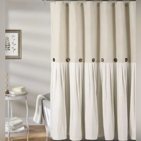 Lush Decor Linen Button Shower Curtain 72