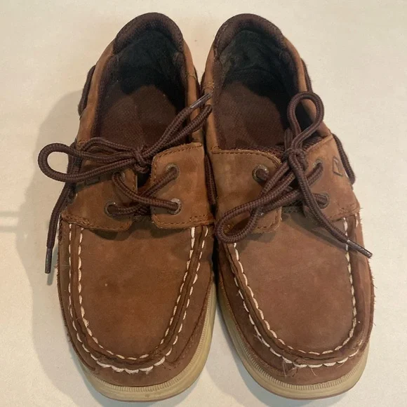 SPERRY Kids Brown Boat Leather Shoes SZ 2.5 GUC