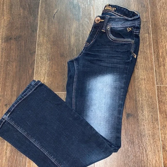 Justice girls boot cut distressed jeans dark wash size 8R