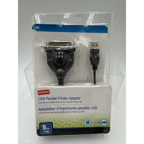 STAPLES USB Parallel‎ Printer Adapter *New Unused*