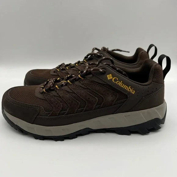 Columbia Strata Trail Low Hiking‎ Shoes Mens 9 Brown Cordovan Mesh Suede Rugged