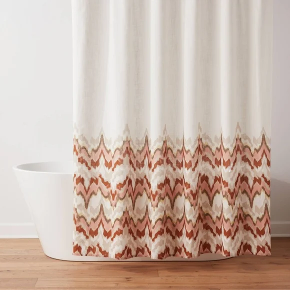 Threshold 13pc Coastal Abstract Shower Curtain Set Cream/Red