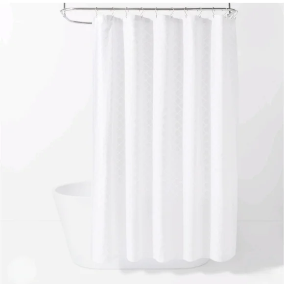 Threshold Dyed Clipped Diamond Shower CurtaiWhite