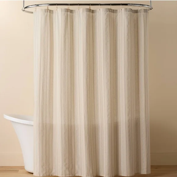 Hearth & Hand With Magnolia Vertical Striped Shower Curtain Green/ Cream