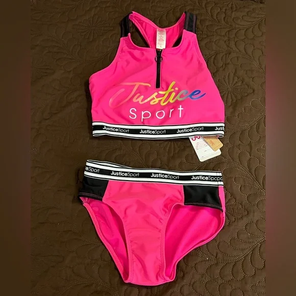 NWT, Justice Sport Girl’s Racerback bikini, Size L (12/14)