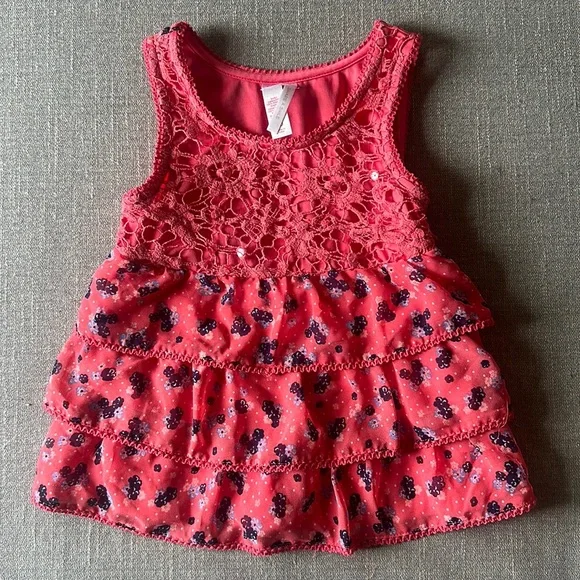 Justice Girls Coral Crochet Floral Tie Back Tank Top Size 10