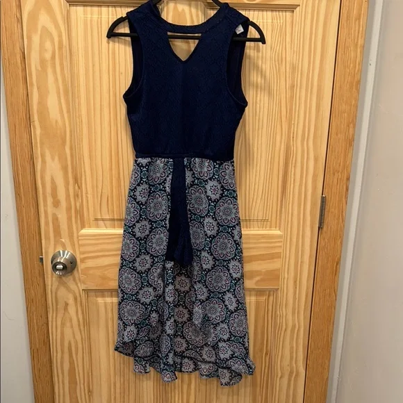 Justice Blue and Black High Low Sundress V-Neck shorts dress