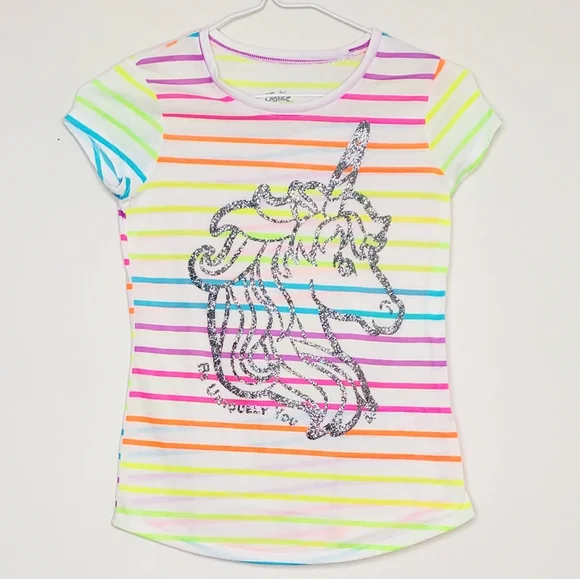 6) JUSTICE Unicorn 🦄 Neon Stripes Glitter! Sz. 10 Youth