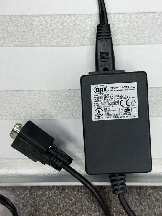 APX Technologies SA-051A5F-12 5V 1.5A Power Adapter DB9 9-Pin Serial Connector