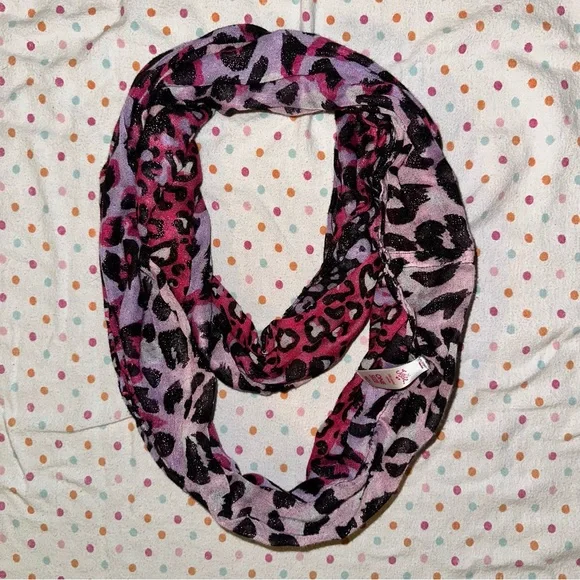 Justice Leopard Print Infinity Scarf - Pink & Purple, Semi-Sheer