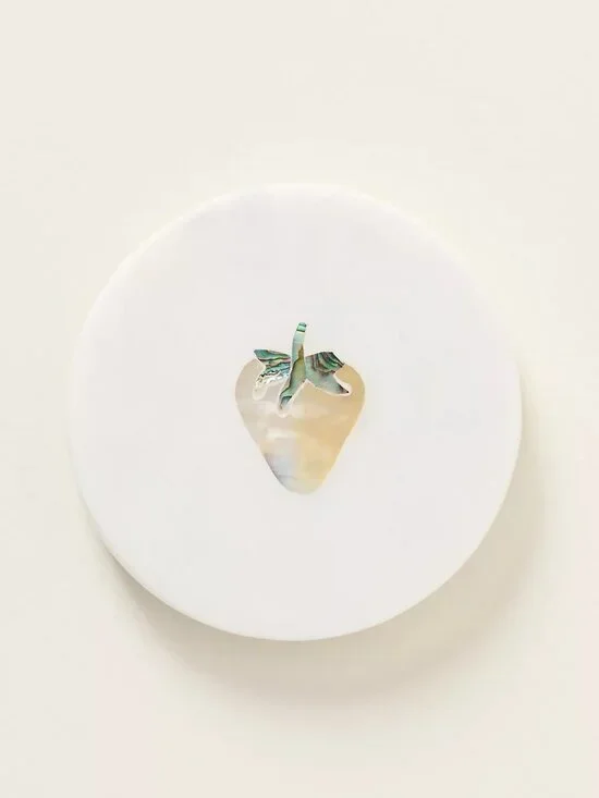 By Anthropologie Briar Marble Coasters- Strawberry-Set of 2