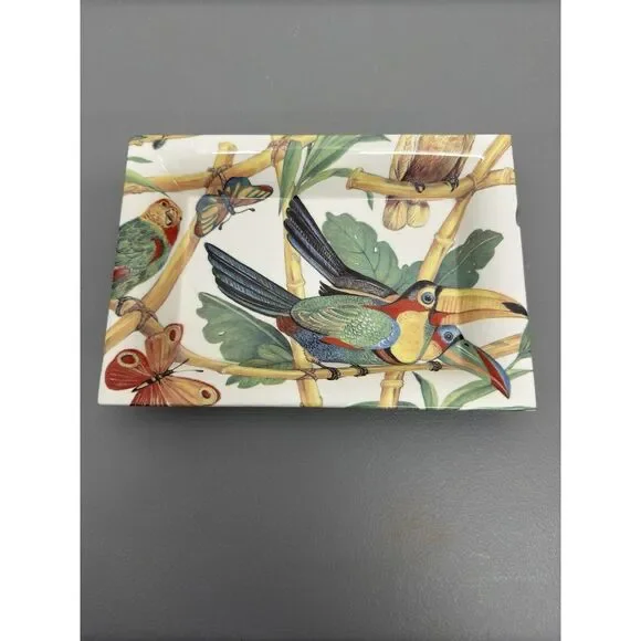 Mayor's Italian Porcelain Tray Parrot Themed‎ Tropical Birds #36