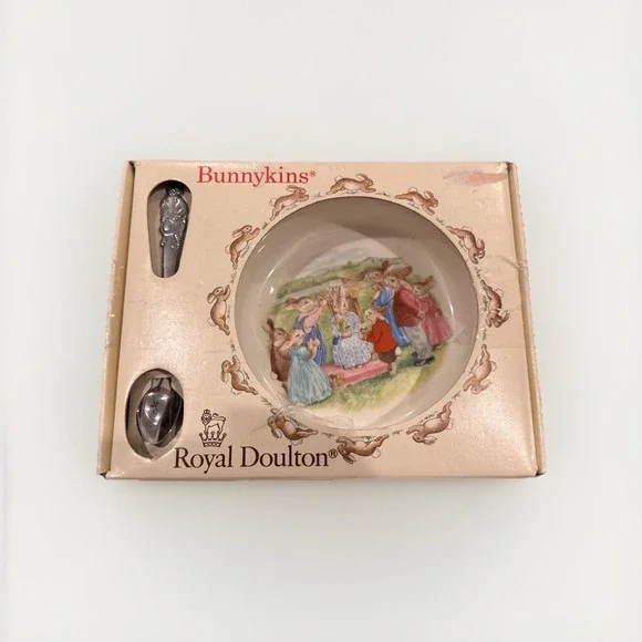 Royal Doulton Bunnykins‎ Nursery Set Vintage 1988 Baby Plate/Bowl & Spoon