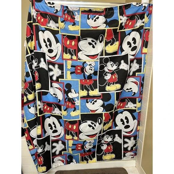 Disney Mickey Mouse Shower Curtain Fabric 68x72 Cute EUC