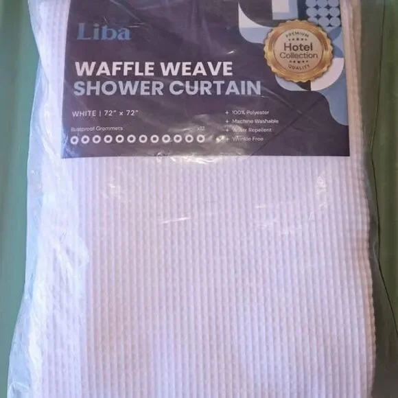 Liba Waffle Weave Shower Curtain, 72