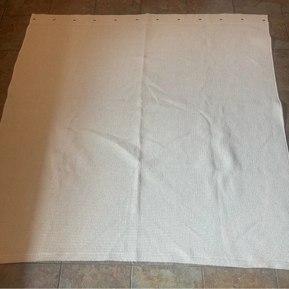 Pottery Barn Textured Cotton Shower Curtain Taupe Brown Minimalist
