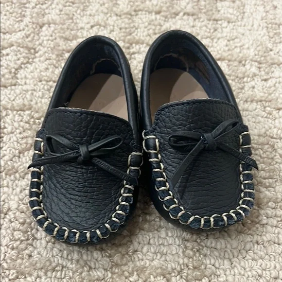 NEW BABY Navy Moccasins with Bow