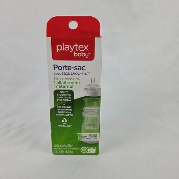 New Playtex Baby Nurser with Drop-Ins Liners Baby Bottles 4 Oz Lot of‎ 3 Bottles