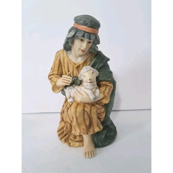 O'WELL Porcelain Kneeling SHEPHERD with LAMB Replacement NATIVITY‎ FIGURINE 7