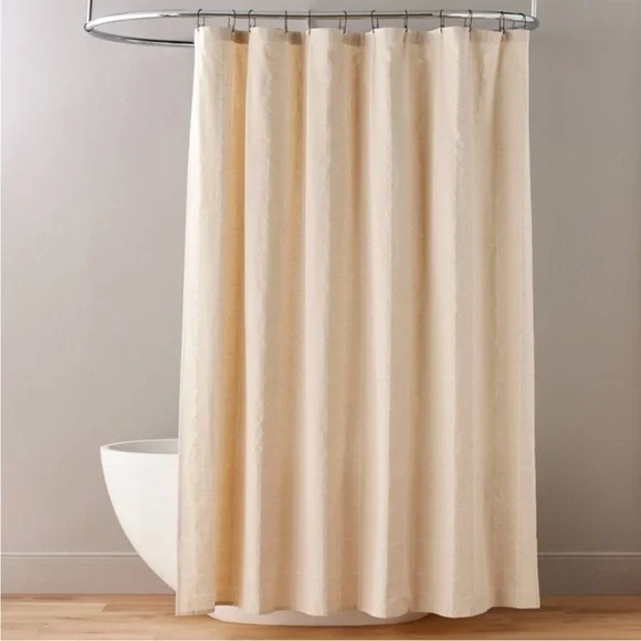 HEARTH & HAND NEW textured windowpane shower curtain -beige
