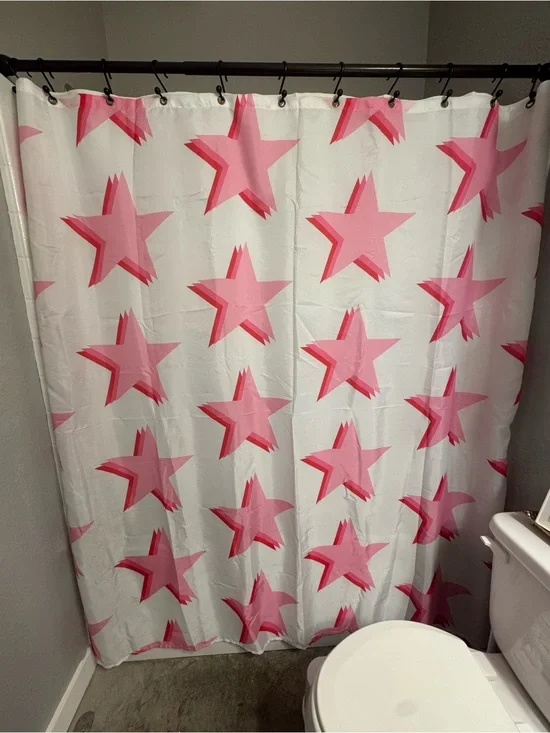 Pink Star Pattern Shower Curtain