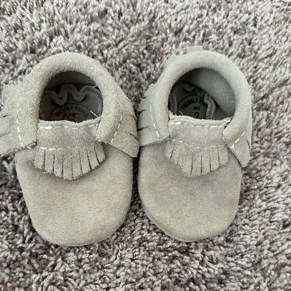 Suede Freshly Picked Baby Moccasins - Gray