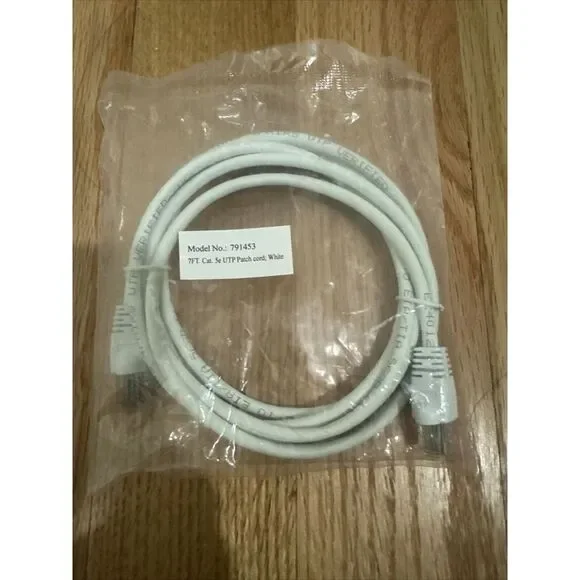Ethernet Cable 7ft White Cat 5e UTP Patch Cord New (EL06)