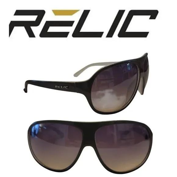 Relic Dark Gray Frame Gradient Black Lens Sunglasses w NEW Soft Leather Case