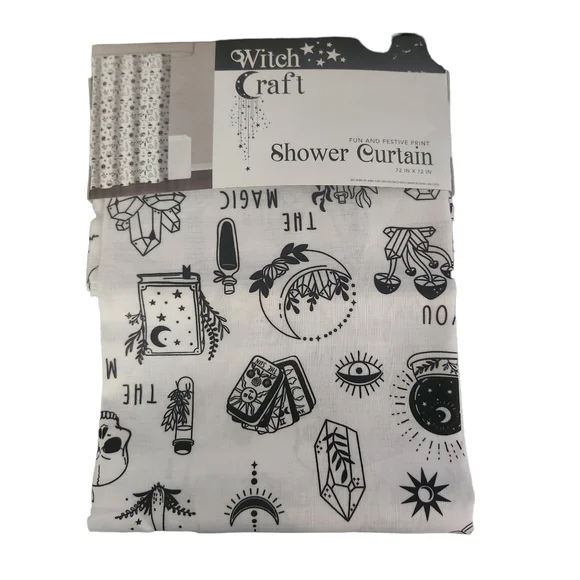 Witch Witchy Fabric Shower Curtain Halloween Decor 72x72