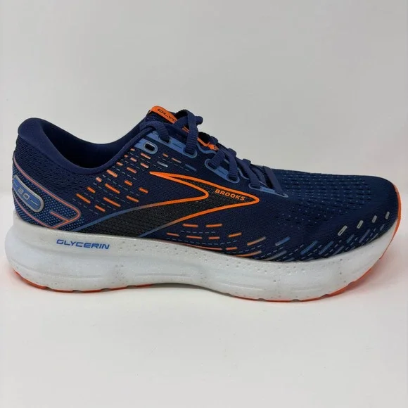 Brooks Glycerin 20 Men's Size 9.5 Blue Orange Running Shoes (1103821D444)