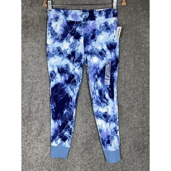 Old Navy Jogger Pants Girls Size Large 10-12 Blue Tie Dye Pockets Lounge NWT