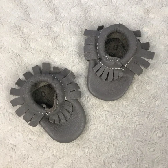 Freshly Picked Gray Baby Moccasins Fringe Size 0
