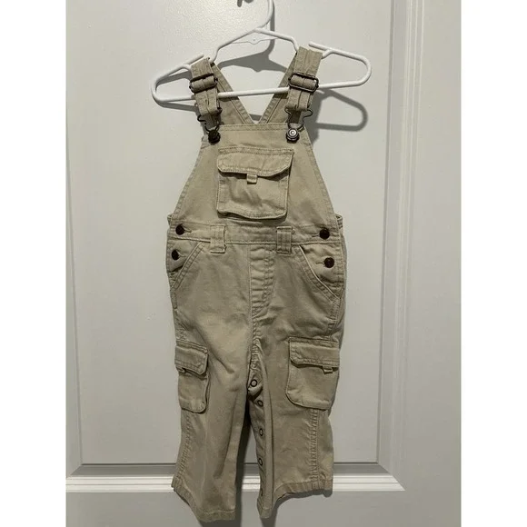 Vintage‎ Old Navy Baby Overalls Khaki Size 12-18 Months Pockets