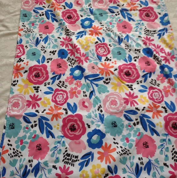 Floral multi color fabric shower curtain
