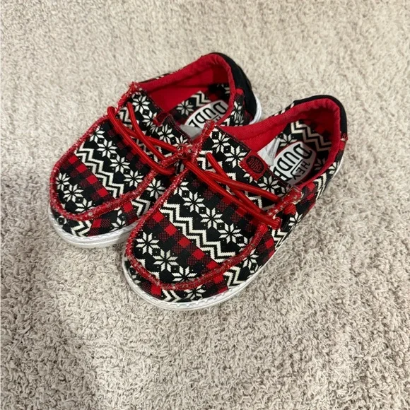 Hey Dudes Kids Red and Black Moccasins