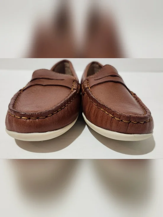 Driver Club USA Brown Kids Penny Loafers with White Sole Size 11