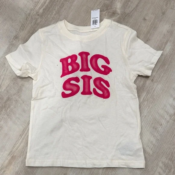 Old Navy Cream and Pink 'Big Sis' Kids T-Shirt