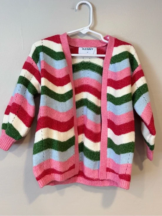 Old Navy Wavy Striped Boho Open-Front Cardigan Sweater Toddler Girl 2T