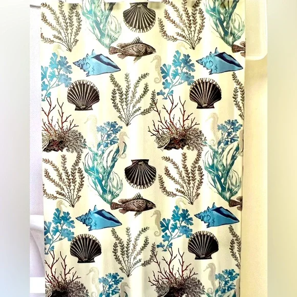 CHANTRIA Fabric Shower Curtain Ocean Coral Plants Seahorse Fish Seashells